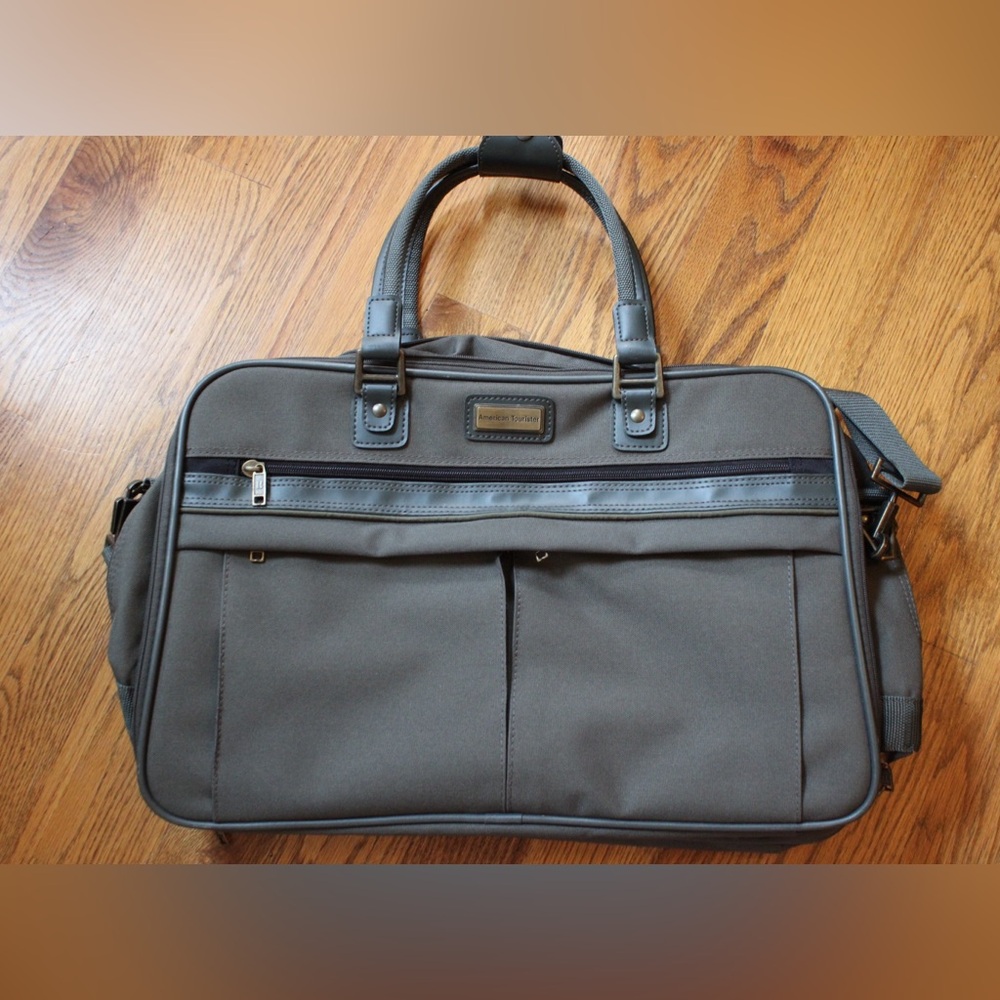 VTG American Tourister Multipocketed Gray Travel Bag Large
